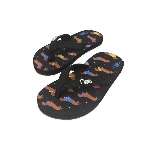 Dachshund Dog Little Kids Flip Flops (Black) Dachshund Dog Little Kids Flip Flops (Black)