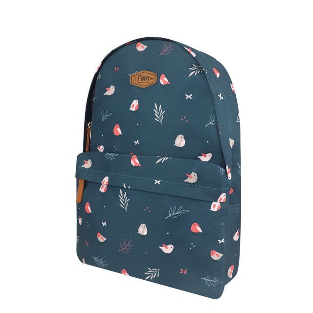 Birds School Backpack ( Grey Blue) 