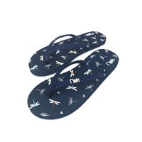 Dragonfly and Dandelions Ladies Flip Flops (Grey Blue)