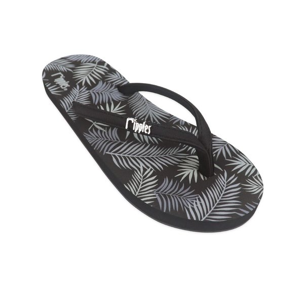 Tropical Leaves Ladies Flip Flops (Black) Tropical Leaves Ladies Flip Flops (Black)