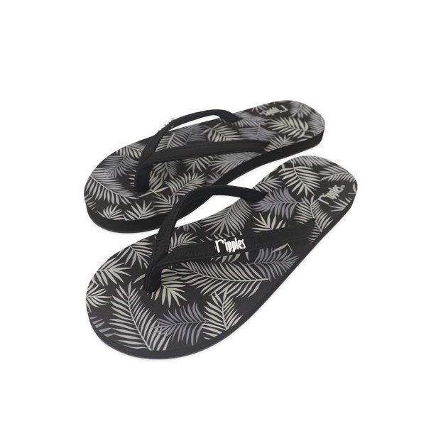 Tropical Leaves Ladies Flip Flops (Black) Tropical Leaves Ladies Flip Flops (Black)