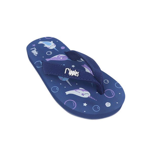 Narwhal Little Kids Flip Flops (Navy Blue) Narwhal Little Kids Flip Flops (Navy Blue)