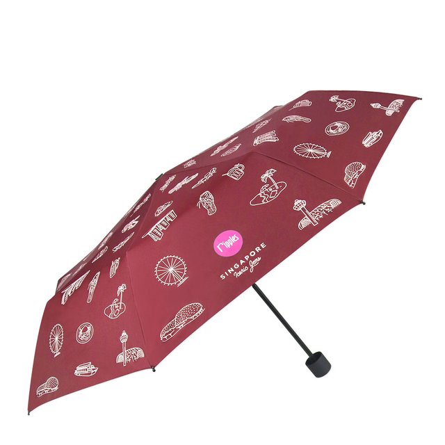 [PROMO] Singapore Iconic Gems Umbrella (Dark Red) 