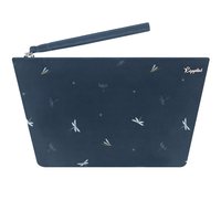 Dragonfly and Dandelions Cosmetic Pouch (Grey Blue)