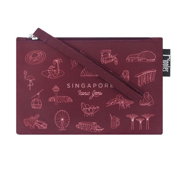 Singapore Iconic Gems Essential Pouch (Maroon)