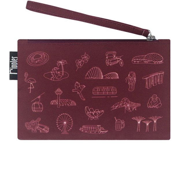 Singapore Iconic Gems Essential Pouch (Maroon)