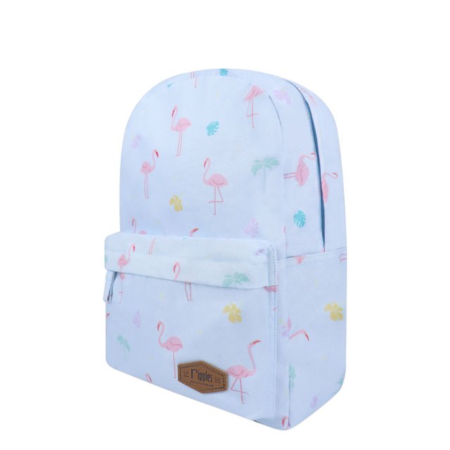Flamingo Mid Sized Kids School Backpack (Baby Blue)