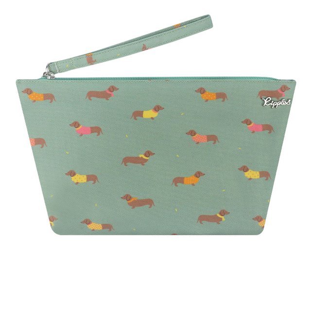 Dachshund Dog Cosmetic Pouch (Willow Green)