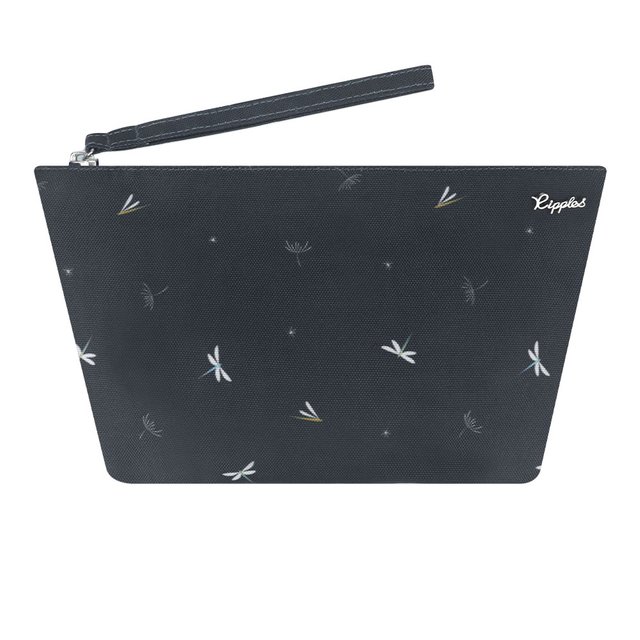 Dragonfly and Dandelions Cosmetic Pouch (Black)