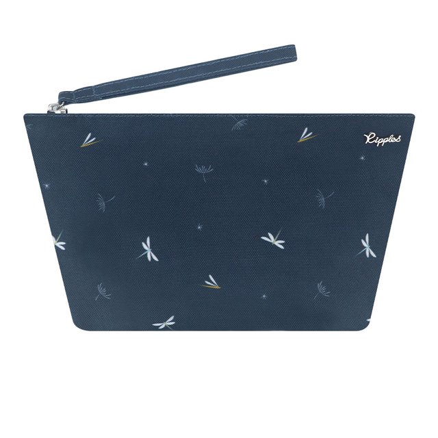 Dragonfly and Dandelions Cosmetic Pouch (Grey Blue)