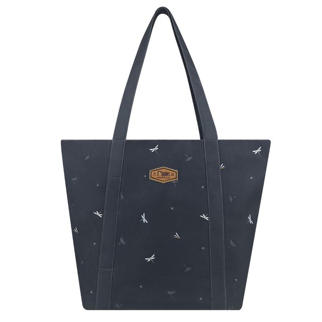 Dragonfly and Dandelions Tote Bag (Black)