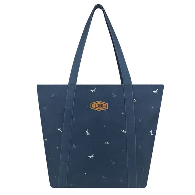 Dragonfly and Dandelions Tote Bag (Grey Blue)