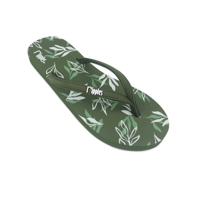 Leaves Ladies Flip Flops (Camo Green) 