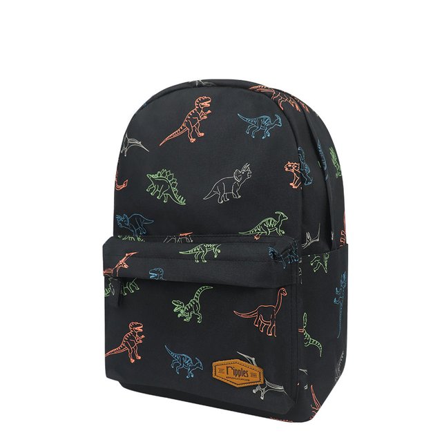Dinosaurs Mid Sized Kids School Backpack (Black)