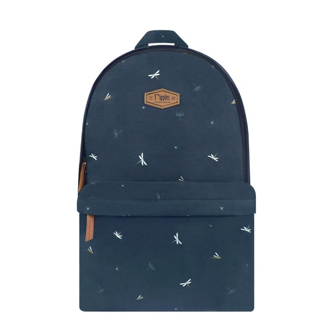 Dragonfly and Dandelions School Backpack (Grey Blue)