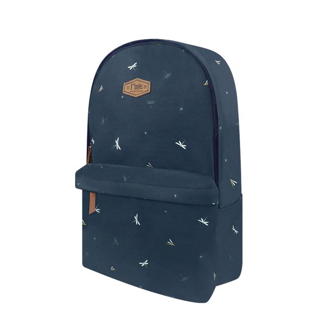Dragonfly and Dandelions School Backpack (Grey Blue)