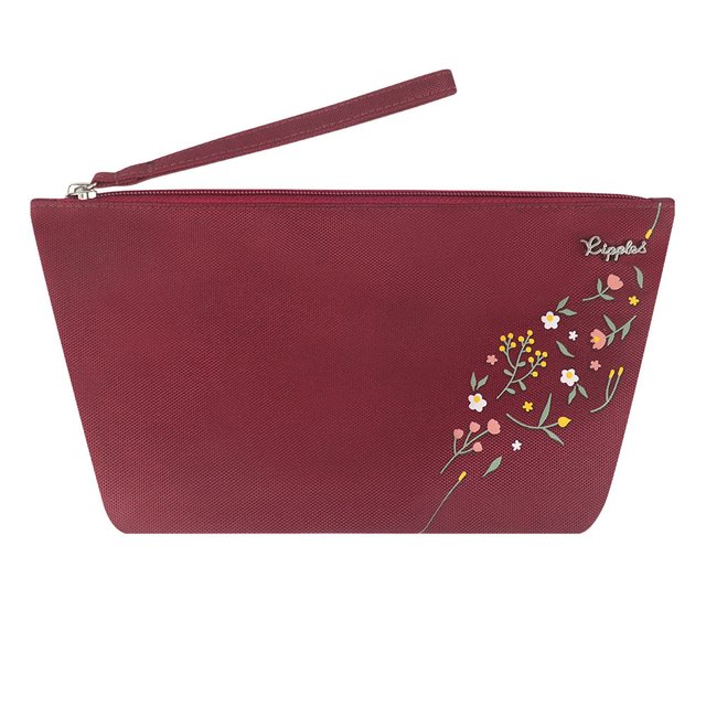 Flowery Cosmetic Pouch (Maroon)