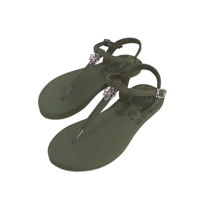 Ripples Orchid T-Straps Ladies Sandals (Camo Green)
