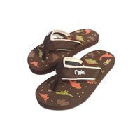 Dino Little Kids Flip Flops (Brown)