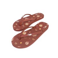 Hot Air Balloon Ladies Flip Flops (Dark Red)