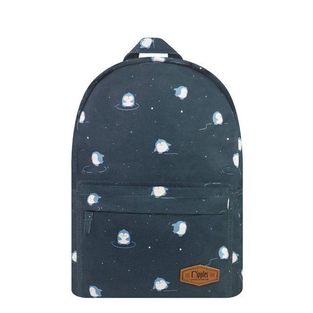 Penguin Mid Sized Kids School Backpack (Grey Blue)