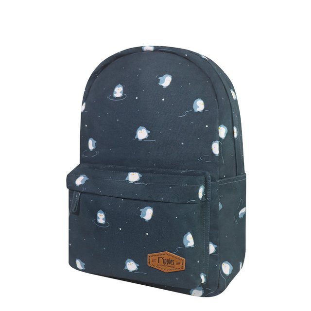 Penguin Mid Sized Kids School Backpack (Grey Blue)