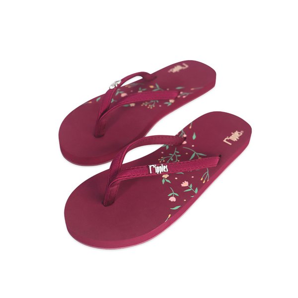 Flowery Ladies Flip Flops (Maroon Purple) Flowery Ladies Flip Flops (Maroon Purple)