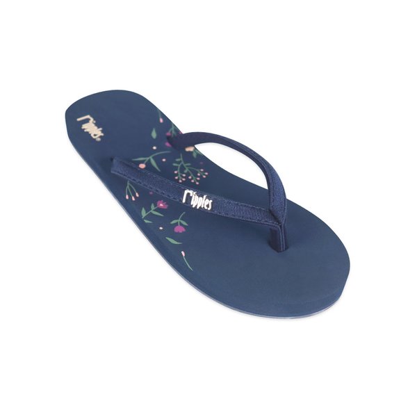 Flowery Ladies Flip Flops (Navy Blue) Flowery Ladies Flip Flops (Navy Blue)