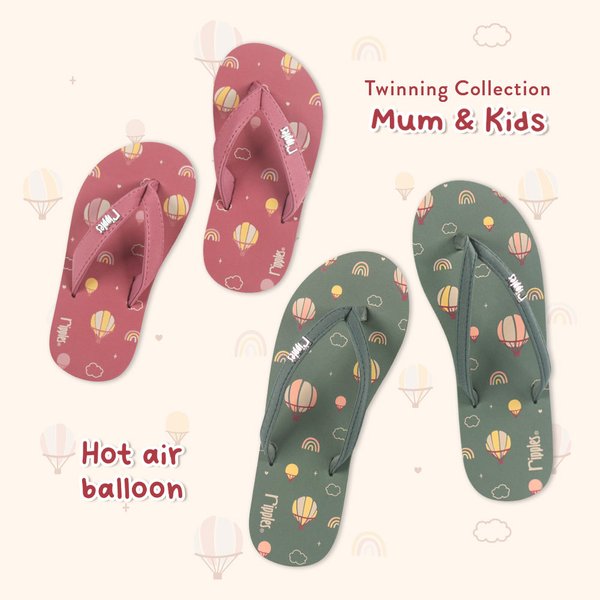 Mum & Kids Flip Flops Hot Air Balloon Twinning Set (Ladies Willow Green Kids Dust Pink) Mum & Kids Flip Flops Hot Air Balloon Twinning Set (Ladies Willow Green Kids Dust Pink)