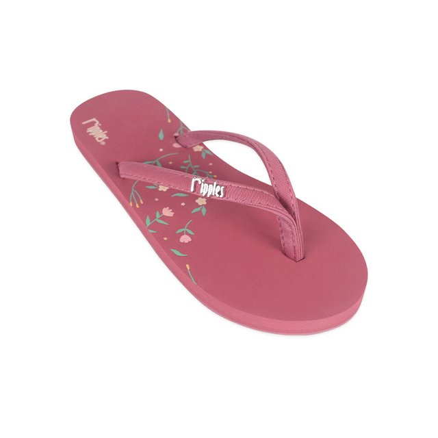 Flowery Ladies Flip Flops (Dust Pink) 