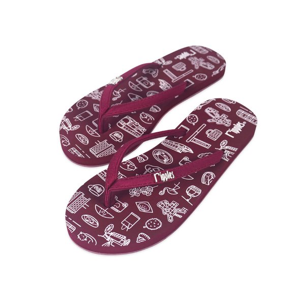 Singapore Iconic Gems Ladies Flip Flops (Maroon Purple) Singapore Iconic Gems Ladies Flip Flops (Maroon Purple)