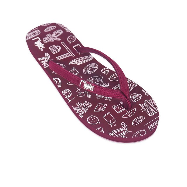 Singapore Iconic Gems Ladies Flip Flops (Maroon Purple)