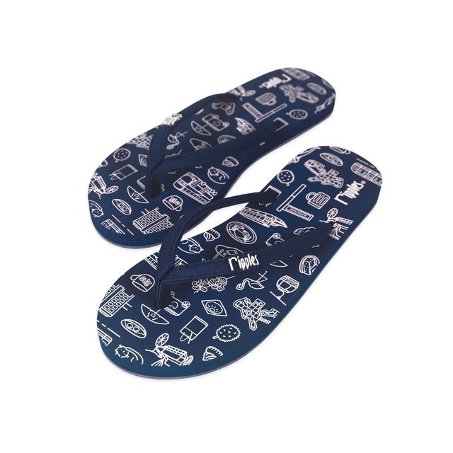 Singapore Iconic Gems Ladies Flip Flops (Navy Blue)