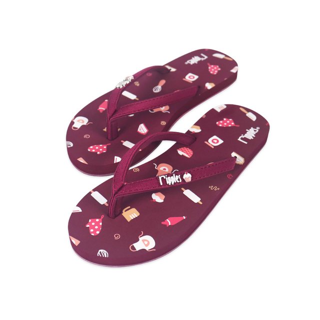 Baking Ladies Flip Flops (Maroon Purple)