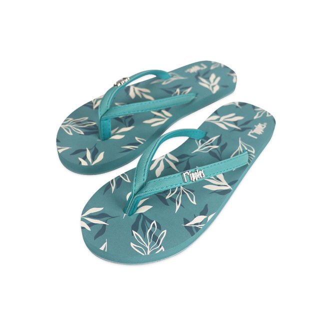 Leaves Ladies Flip Flops (Dust Green)