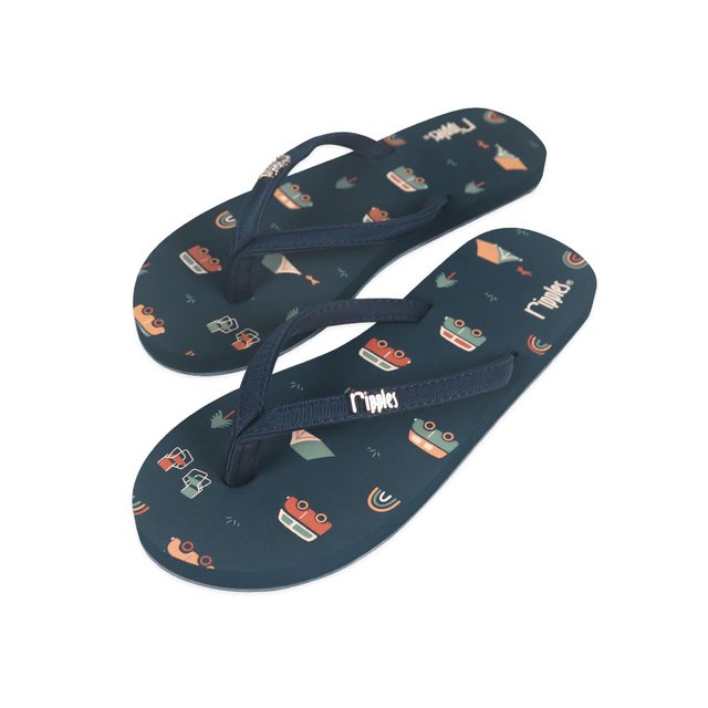 Rainbow Caravan Ladies Flip Flops (Grey Blue)