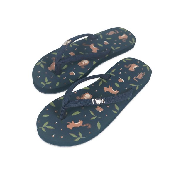 Squirrel Ladies Flip Flops (Grey Blue) Squirrel Ladies Flip Flops (Grey Blue)