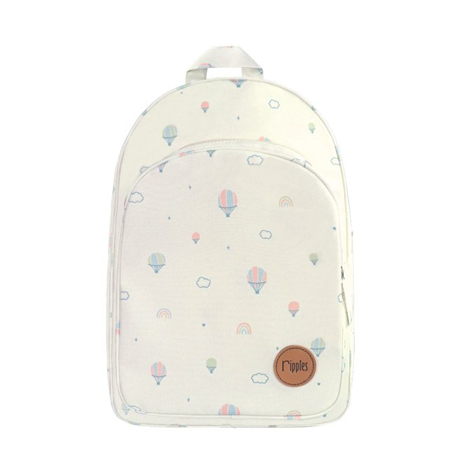 Hot Air Balloon Mid Sized Kids School Backpack (Cream)