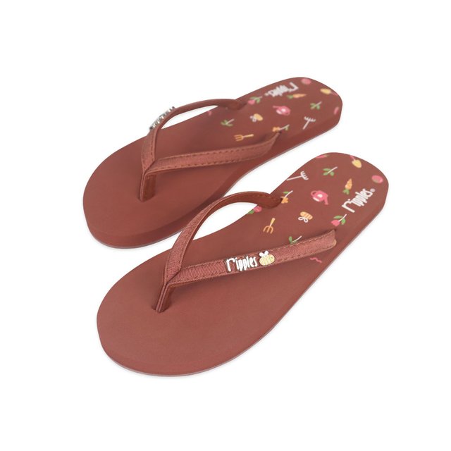 Gardening Ladies Flip Flops (Dark Red) 