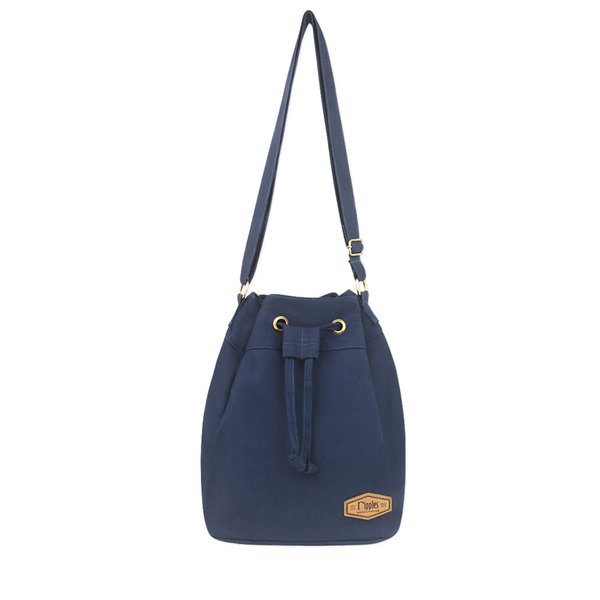 [SALE] Basic Canvas Bucket Sling Bag (Navy Blue)