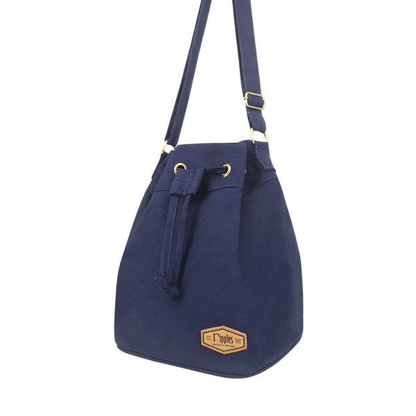 [SALE] Basic Canvas Bucket Sling Bag (Navy Blue)