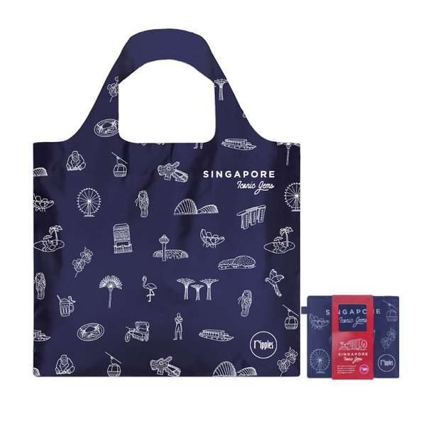 Singapore Iconic Gems Reusable Eco Tote Bag (Blue) Singapore Iconic Gems Reusable Eco Tote Bag (Blue)