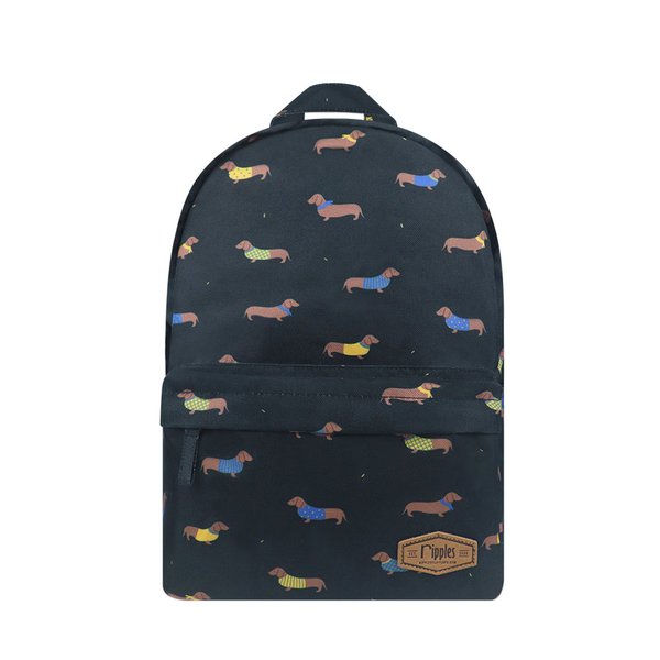 [SALE] Dachshund Mid Sized Kids School Backpack (Black)