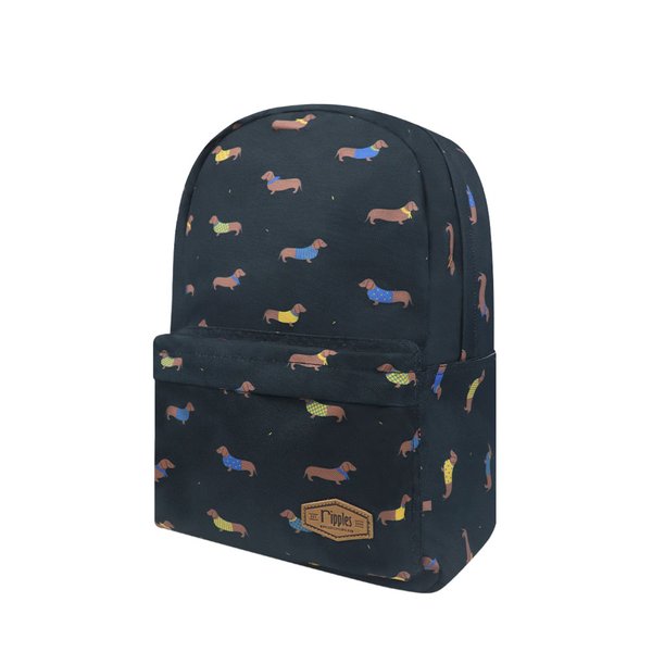 [SALE] Dachshund Mid Sized Kids School Backpack (Black)
