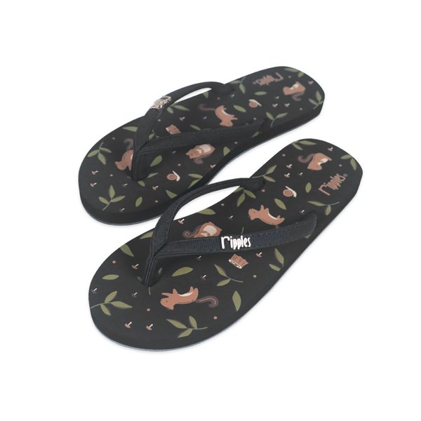 Squirrel Ladies Flip Flops (Black) Squirrel Ladies Flip Flops (Black)
