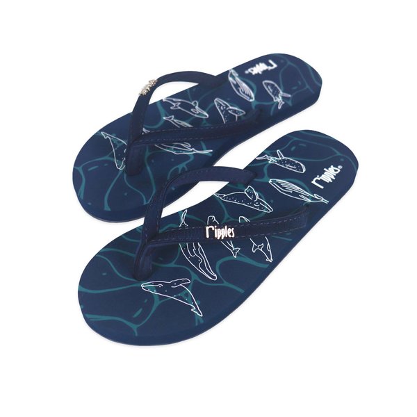 Whales Ladies Flip Flops (Navy Blue) Whales Ladies Flip Flops (Navy Blue)