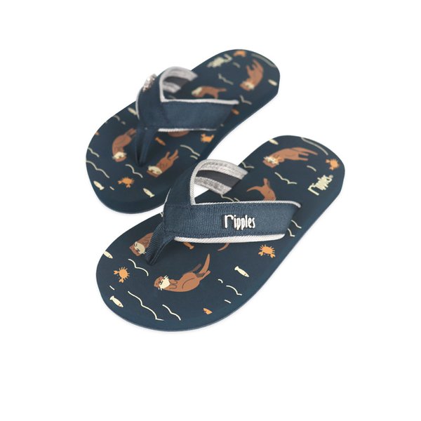 Otters Little Kids Flip Flops (Grey Blue)