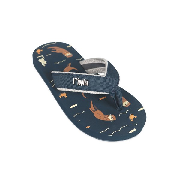 Otters Little Kids Flip Flops (Grey Blue)