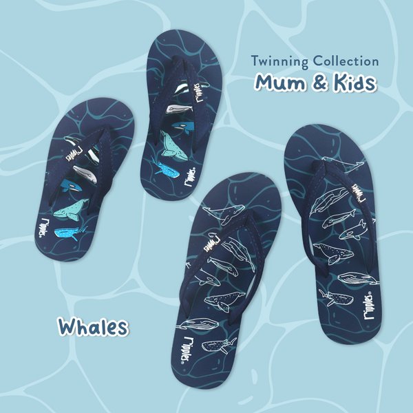 Mum & Kids Flip Flops Whales Twinning Set (Ladies Navy Blue Kids Navy Blue) Mum & Kids Flip Flops Whales Twinning Set (Ladies Navy Blue Kids Navy Blue)