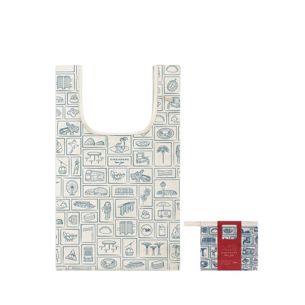 Singapore Iconic Gems Little Reusable Tote Bag (Navy Blue) Singapore Iconic Gems Little Reusable Tote Bag (Navy Blue)